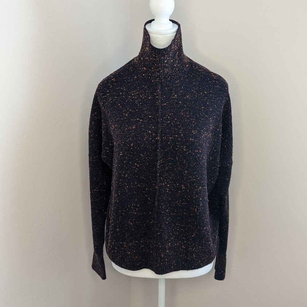 French Connection Mock Turtleneck in Marled Dark Purple with Orange, Yellow